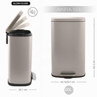 Coș de gunoi cu pedală Spirella SP2710 pentru bucătărie, 50 litri, cu închidere silențioasă (soft-close) și găleată interioară din plastic, gri taupe 5