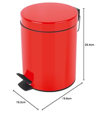 Oceľový pedálový odpadkový kôš Spirella Sydney, 3 litre, červený, s vyberateľnou vnútornou nádobou, do kúpeľne alebo kuchyne 3
