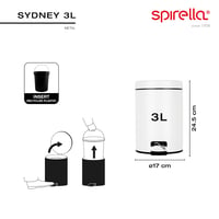 Oceľový pedálový odpadkový kôš Spirella Sydney, 3 litre, červený, s vyberateľnou vnútornou nádobou, do kúpeľne alebo kuchyne 4