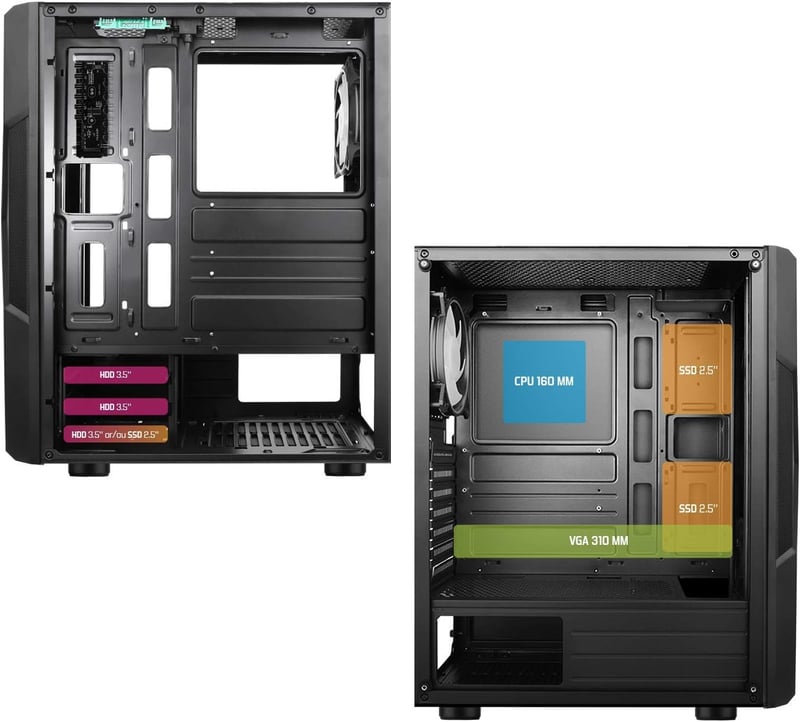 Spirit Of Gamer Clone III PC ház ARGB LED, üveg oldal, fém elülső panel, ATX/mATX/ITX - BLACK