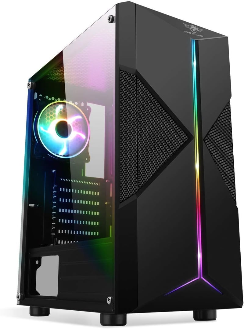 Spirit Of Gamer Clone III PC ház ARGB LED, üveg oldal, fém elülső panel, ATX/mATX/ITX - BLACK