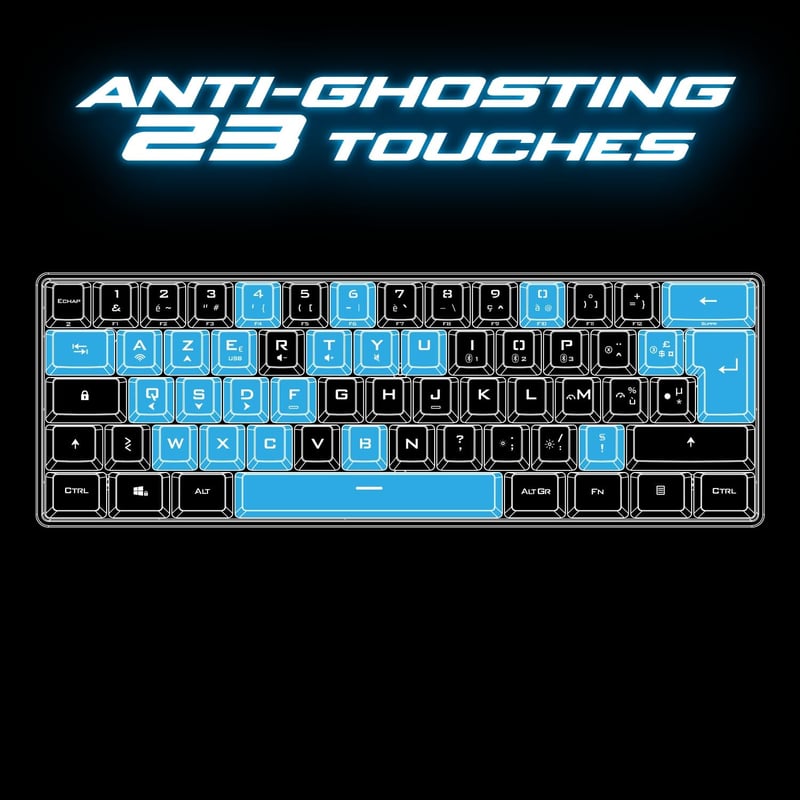 SPIRIT OF GAMER Elite K50 Wireless Gaming Billentyűzet RGB Háttérvilágítás 60% TKL Azerty