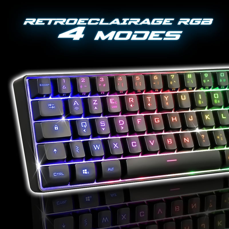 SPIRIT OF GAMER Elite K50 Wireless Gaming Billentyűzet RGB Háttérvilágítás 60% TKL Azerty