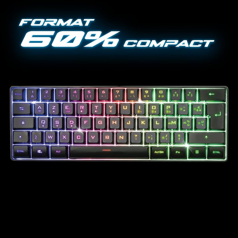 SPIRIT OF GAMER Elite K50 Wireless Gaming Billentyűzet RGB Háttérvilágítás 60% TKL Azerty