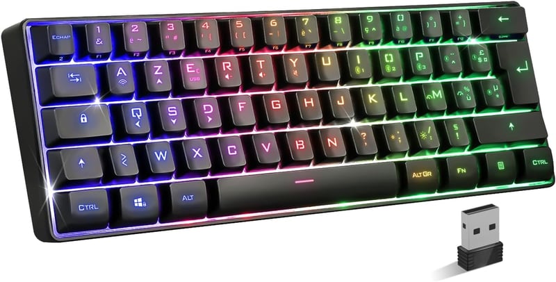SPIRIT OF GAMER Elite K50 Wireless Gaming Billentyűzet RGB Háttérvilágítás 60% TKL Azerty