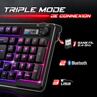 Spirit of Gamer Elite K60 Wireless Gaming Billentyűzet RGB Háttérvilágítás 360H Akkumulátor 3
