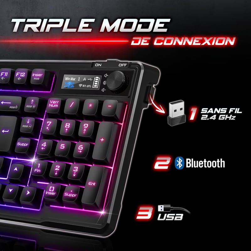 Spirit of Gamer Elite K60 Wireless Gaming Billentyűzet RGB Háttérvilágítás 360H Akkumulátor