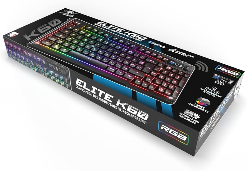 Spirit of Gamer Elite K60 Wireless Gaming Billentyűzet RGB Háttérvilágítás 360H Akkumulátor