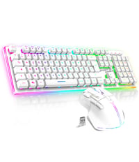 Spirit of Gamer x MK600 Bezdrôtová Polomechanická Herná Klávesnica a Myš Set - Biela, RGB, 4800 DPI, Nabíjateľná, PC/PS4/PS5/Xbox 1