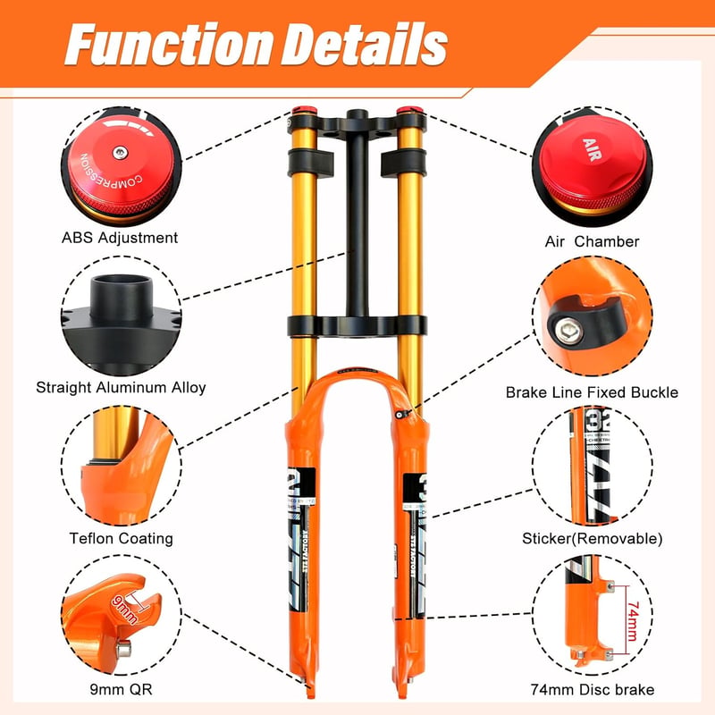 Splumzer 26/27.5/29" Kerékpár Felfüggesztés DH Levegős Teleszkóp Shock Absorber
