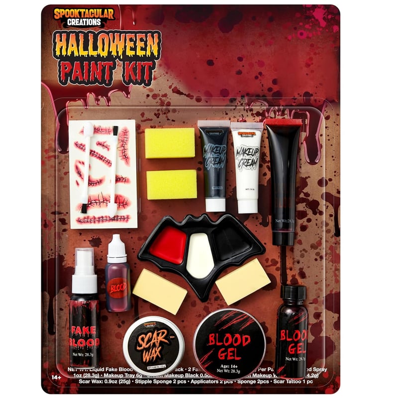 Spooktacular Creations Halloween Sminkkészlet Arcfestékkel és Mesterséges Vérrel 16db