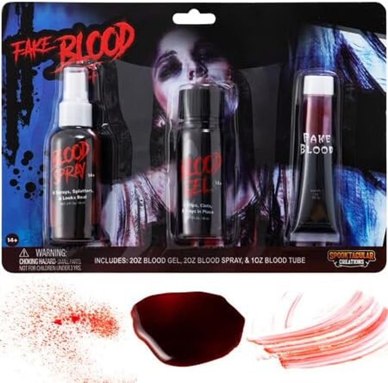 Spooktacular Creations Halloween Vér Szett 3 db - Vér Gél, Spray és Tubus Jelmezhez