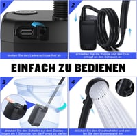 Duș de camping portabil Spopal cu pompă de 6000 mAh, afișaj de temperatură, furtun de 2 m și cap de duș, pentru spălarea mașinii, grădină și plajă 5