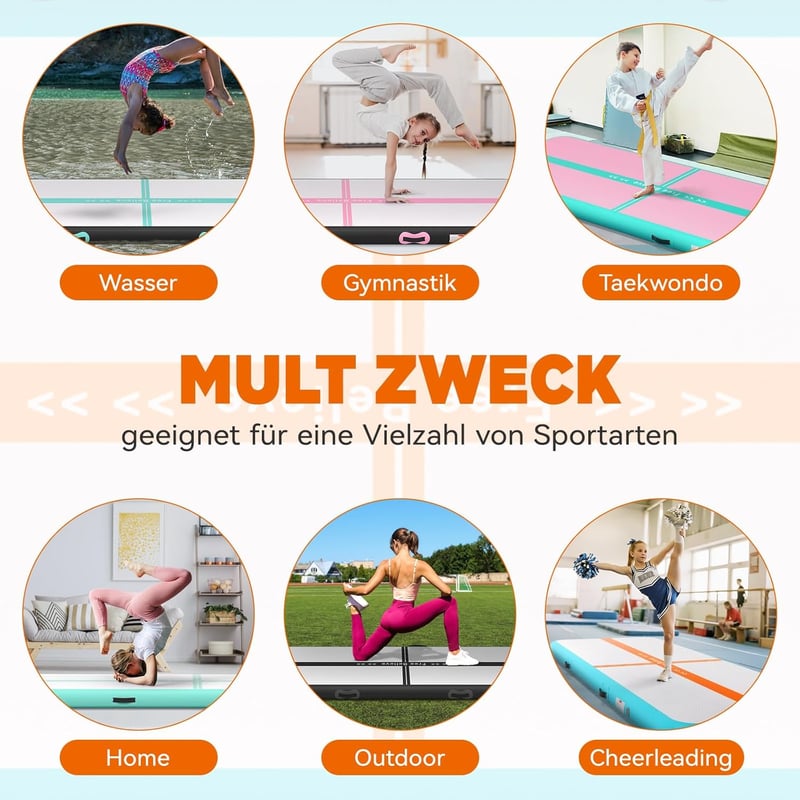SportBob Airtrack Mat 6mx15 cm Elektromos Pumpával Tornaszőnyeg Jóga Fitness