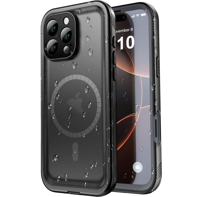 Husă impermeabilă SPORTLINK pentru iPhone 16 Pro Max cu protecție 360 grade, rezistentă la șocuri, negru/Mag