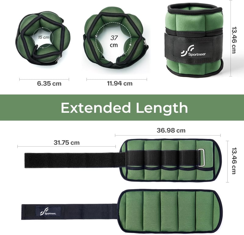 Sportneer 2 db állítható bokasúly szett csuklópánttal 0,45-2,25 kg