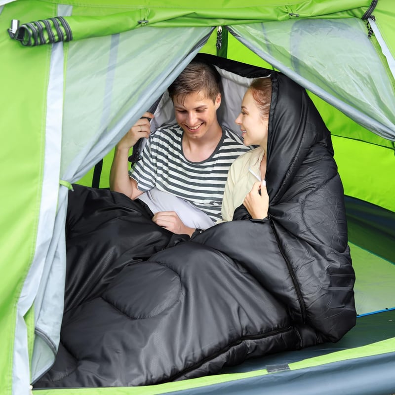 Sportneer 2 személyes hálózsák 220x150 cm, 4 dupla cipzárral és 2 párnával