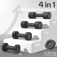 Sportneer állítható kézisúlyzó szett, 2 db, 1–2,5 kg/db, 4 az 1-ben 4