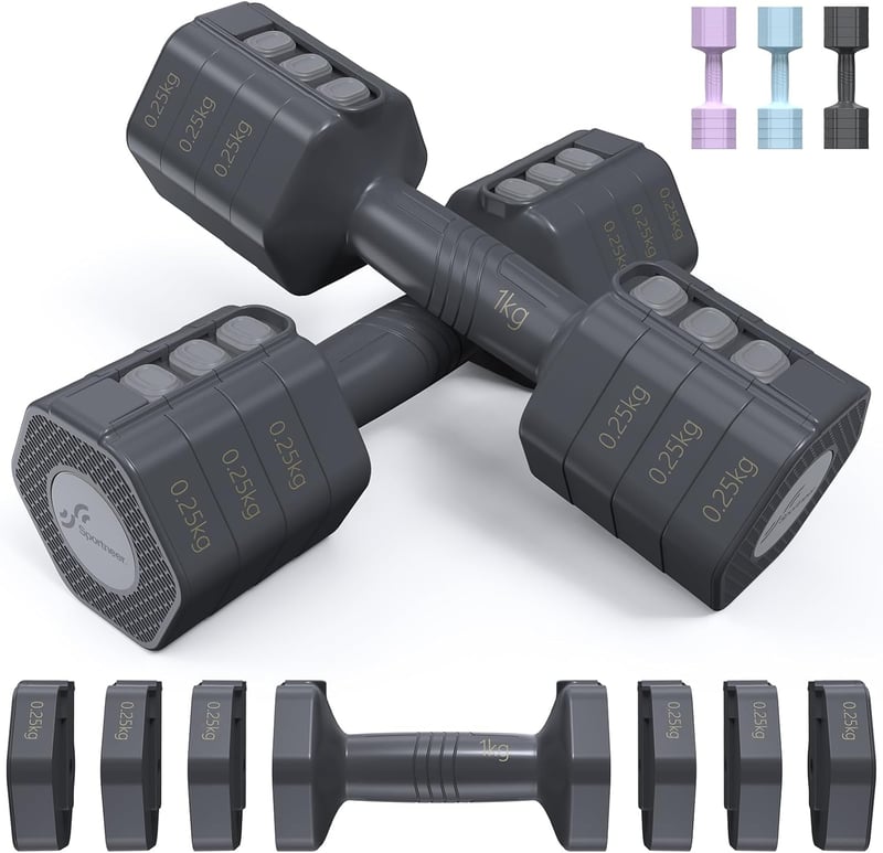 Sportneer Állítható Súlyzó Szett Nőknek 1-2,5 kg Fekete-Szürke