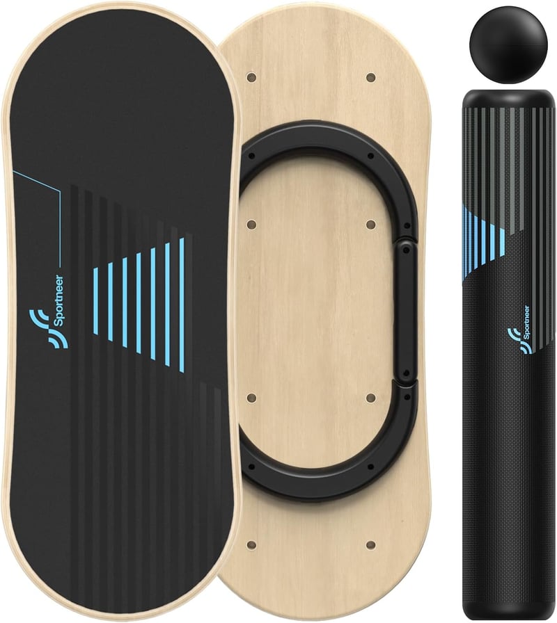 Sportneer Balance Board 7 módos egyensúlyozó deszka fa skateboard szörf labdával - multi-coloured