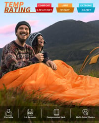 Sportneer Dupla Hálózsák 2 Személyes Vízálló 4 Évszakos Párnahuzattal Camping Túrázáshoz, 220 x 150 cm 4