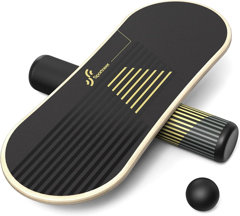 Sportneer fából készült egyensúlyozó wobble board 7 módos beltéri deszka állítható megállítókkal 7,1 cm labdával