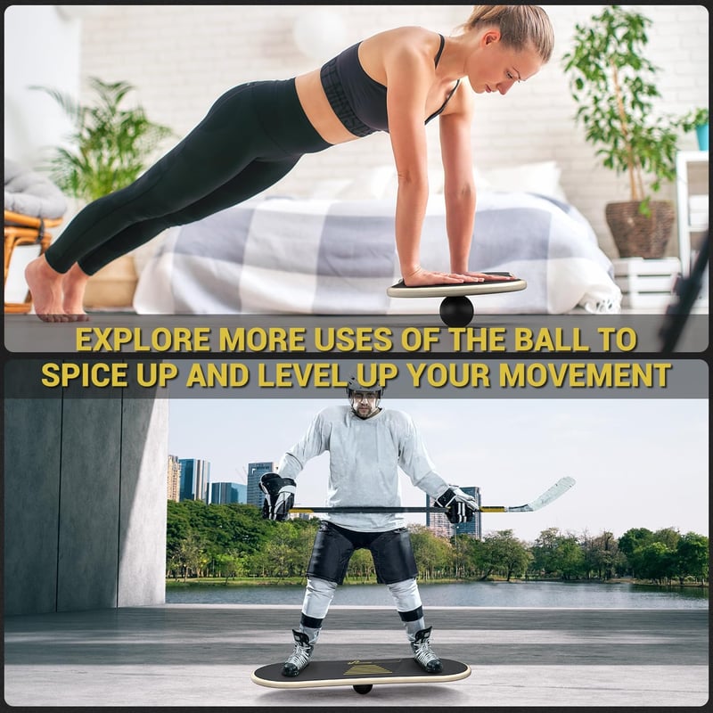 Sportneer fából készült egyensúlyozó wobble board 7 módos beltéri deszka állítható megállítókkal 7,1 cm labdával
