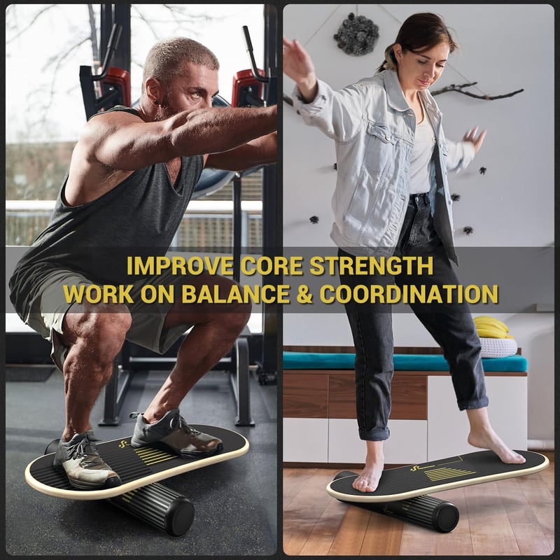Sportneer fából készült egyensúlyozó wobble board 7 módos beltéri deszka állítható megállítókkal 7,1 cm labdával