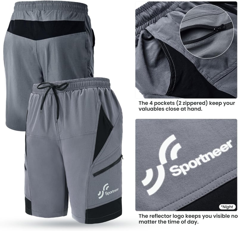 Sportneer Férfi Kerékpáros Nadrág Párnázott 3D Bélés MTB Mountain Bike Biciklis Short Outdoor Sport