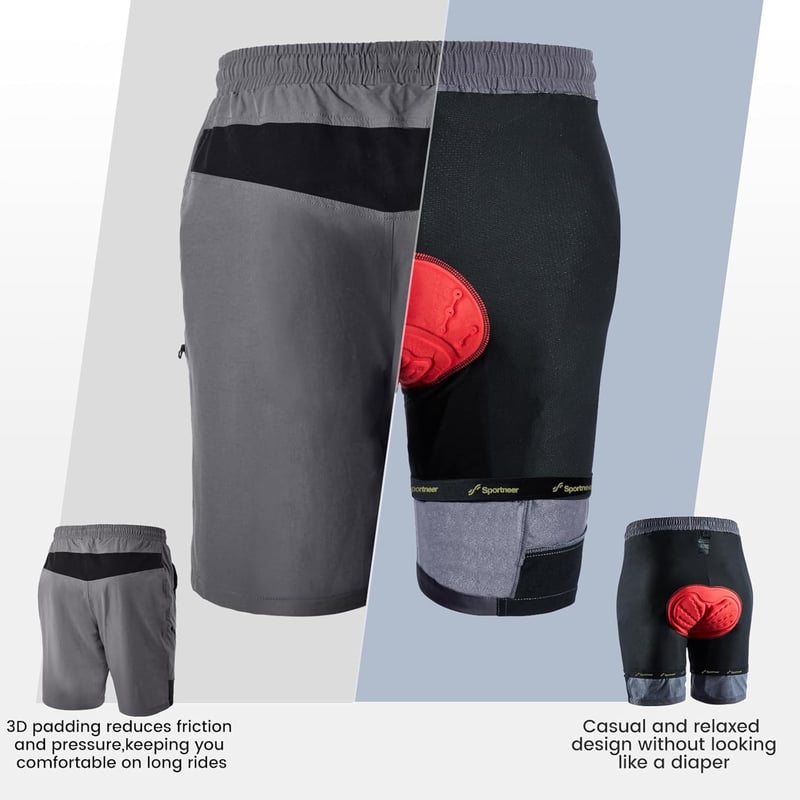Sportneer Férfi Kerékpáros Nadrág Párnázott 3D Bélés MTB Mountain Bike Biciklis Short Outdoor Sport