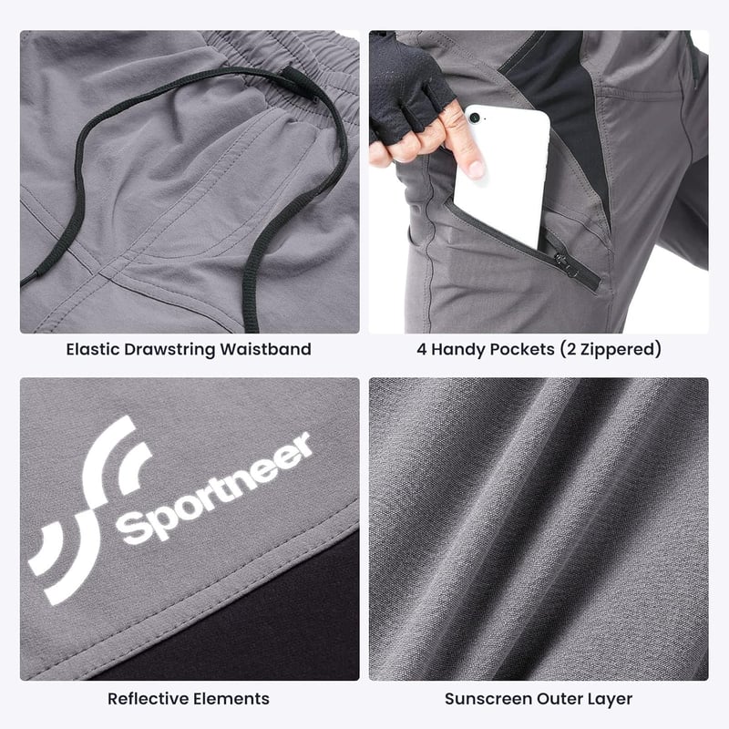 Sportneer Férfi Kerékpáros Nadrág Párnázott 3D Bélés MTB Mountain Bike Biciklis Short Outdoor Sport