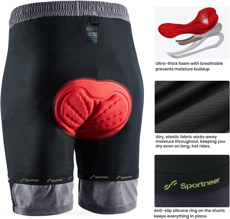 Sportneer Férfi Kerékpáros Nadrág Párnázott 3D Bélés MTB Mountain Bike Biciklis Short Outdoor Sport