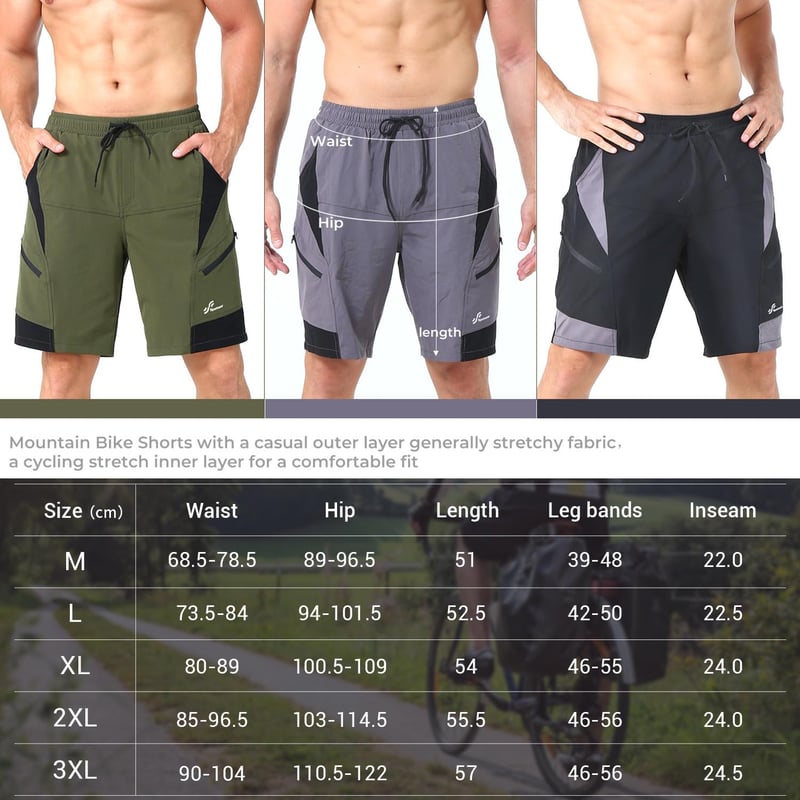 Sportneer Férfi Kerékpáros Nadrág Párnázott 3D Bélés MTB Mountain Bike Biciklis Short Outdoor Sport