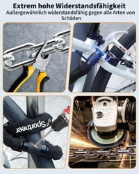 Zámok na bicykel Sportneer, 100 cm, 8 mm reťaz z tvrdenej ocele, kľúčový zámok na bicykel, motocykel, bránu alebo plot, čierny 8
