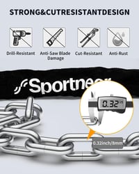 Sportneer Kerékpárzár 8mm Vastag Edzett Acél Lánccal - Fém Zárfej, Kék, 100cm, Motorkerékpárhoz, Kapuhoz, Kerítéshez is Használható Biztonsá 2