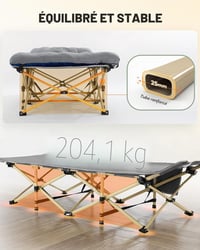 Pătuț de camping pliabil Sportneer cu saltea pentru adulți, 71/81 cm, o persoană, capacitate maximă 204 kg, pentru camping, călătorii, acasă, grădină 6