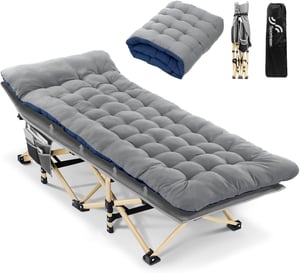 Pătuț de camping pliabil Sportneer cu saltea pentru adulți, 71/81 cm, o persoană, capacitate maximă 204 kg, pentru camping, călătorii, acasă, grădină