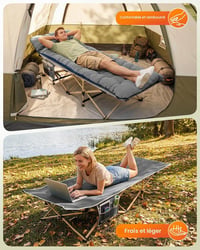 Pătuț de camping pliabil Sportneer cu saltea pentru adulți, 71/81 cm, o persoană, capacitate maximă 204 kg, pentru camping, călătorii, acasă, grădină 5