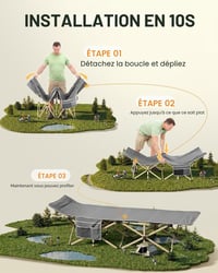 Pătuț de camping pliabil Sportneer cu saltea pentru adulți, 71/81 cm, o persoană, capacitate maximă 204 kg, pentru camping, călătorii, acasă, grădină 7