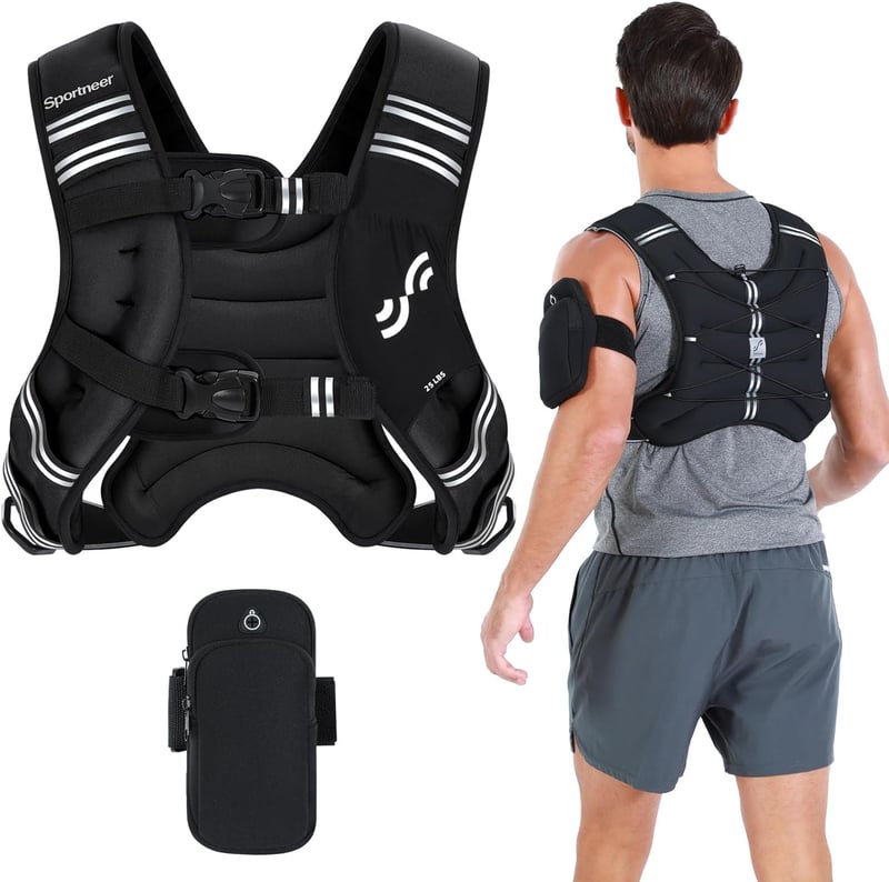 Sportneer súlyozott edzőmellény reflektív sávokkal 3,6-11 kg állítható
