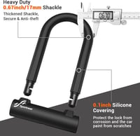 Sportneer U-Lock 17mm Kerékpárzár Kábellel - Országúti, Hegyi és E-Bike Zárhoz 2