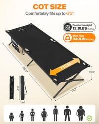 Sportneer XXL összecsukható kemping ágy 199x73 cm, utazáshoz és kempingezéshez - Black 3