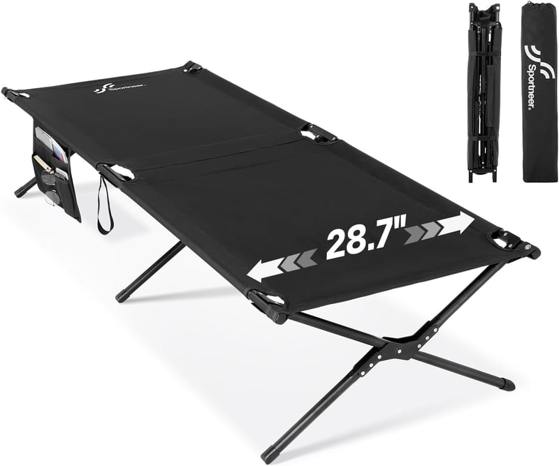 Sportneer XXL összecsukható kemping ágy 199x73 cm, utazáshoz és kempingezéshez - Black