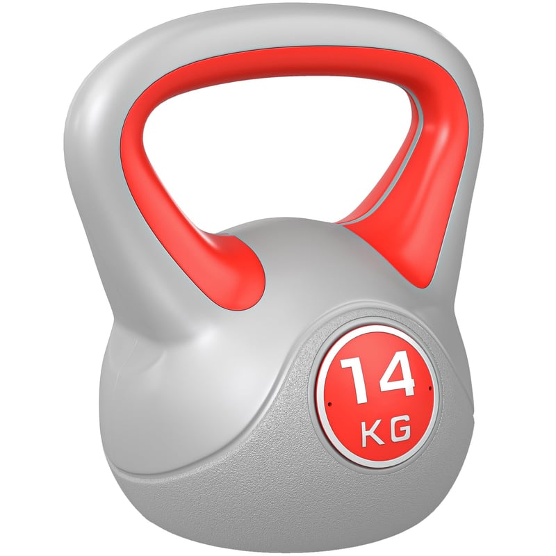 14 kg červená kettlebell SPORTNOW s ergonomickou rukoväťou na silový tréning a posilňovacie cvičenia v posilňovni