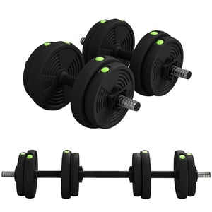 SPORTNOW 2-u-1 podesivi set utega od 15 kg, s protukliznim ručkama i šipkom, za trening snage i dizanje utega