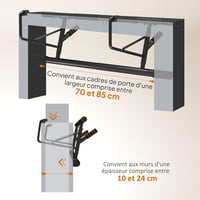 SPORTNOW Ajtófélfára Szerelhető Húzódzkodó Rúd Edzőgumikkal, Párnázott Fogantyúkkal, Otthoni Edzéshez, 150 kg Teherbírás, Narancs 4