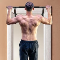 SPORTNOW Ajtófélfára Szerelhető Húzódzkodó Rúd Edzőgumikkal, Párnázott Fogantyúkkal, Otthoni Edzéshez, 150 kg Teherbírás, Narancs 2