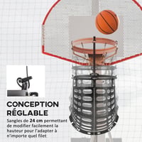 SPORTNOW Kosárlabda Visszadobó Rendszer 360° Forgatható Állítható Magasság Fekete - Black, Polypropylene (PP) 4