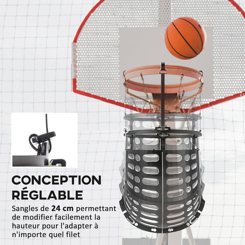 SPORTNOW Kosárlabda Visszadobó Rendszer 360° Forgatható Állítható Magasság Fekete - Black, Polypropylene (PP)