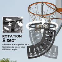 SPORTNOW Kosárlabda Visszadobó Rendszer 360° Forgatható Állítható Magasság Fekete - Black, Polypropylene (PP) 5